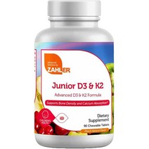 유기농비타민d 액상 임산부 어린이비타민d Zahler Junior D3 K2 츄어블 2000IU 맛있는 비타민 D용 포함 용 코셔 인증D3, 단일수량, 단일개당 용량/중량/정