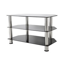AVF SDC800 A TV 스탠드 최대 42인치 TV용 블랙 글래스 크롬 다리, Black Glass/ Chrome Legs
