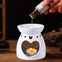 오일버너 아로마오일램프 프래그런스오일에센셜 오일 버너 Tealight 홀더 왁스 녹아 따뜻하게 침실 요가 장, 01 White