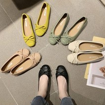 바이시유 스퀘어 여성 플랫슈즈 슬립온 단화 신발 1cm 리본