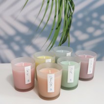 [호수공방] 네이처 감성 컬러 소이캔들 데일리 향초, 핑크, 160g, 샌달우드, 1개