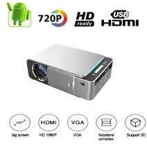 미니빔프로젝터 가정용빔프로젝터 캠핑빔프로젝터 단초점빔프로젝터 t6 3500 루멘 hd 휴대용 led 프로젝터 1280720 기본 해상도 720p hd 비디오 프로젝터 usb 빔, 안드로이드 실버