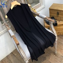 셀럽당 얇은 조끼 여 미디엄 쉬폰 마끼여 가디건 조끼 여름 코트