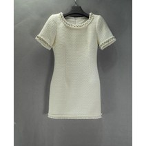 (화이트 블랙)트위드st 안소희 나혼자 원피스 상견례st 정장 직딩룩 비즈목걸이원피스 라운드넥 미니 비즈보석 원피스 A라인