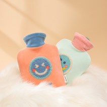 덕구마켓 스마일 보온 물주머니 찜질주머니 보온팩 찜질팩 온수주머니, 블루, 500ML