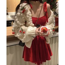 Baiwife [크리스마스 데이트 쎄위 스커트] 순욕 분위기 물씬 풍기는 2색 벨벳 나시 스커트 순색 허리 여밈 날씬해 보이는 스커트