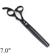 애견 숱 커브 요술 가위 강아지 개 손질 전문 65 7 일본 440C 숱이 청커 생선 뼈 이빨 24, Black-7 inch