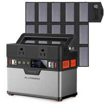 태양광패널 ALLPOWERS-110V220V 휴대용 태양열 발전소 288Wh 18V100W 접이식 전지 패널 비상 야외 백업, 02 US plug with solar