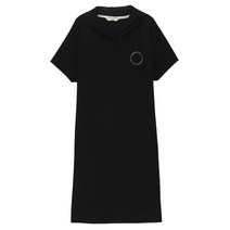 여성 레터링 후드 롱 이지룩 캐주얼 원피스_BK