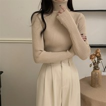 넷투넷코리아 여성 터틀넥 긴팔 슬림핏 목티 니트 상의 데일리룩