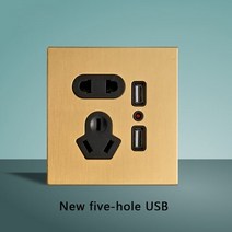 토글스위치 SANDIY 벽 스위치 스테인레스 스틸 패널 토글 220V 빈티지 조명 1-4 갱 2 웨이 골든 86*86mm, 20 five-hole USB
