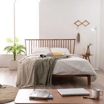 헤이미쉬홈 헤나 엘 원목 평상형 슈퍼싱글 퀸사이즈 침대, 독립매트