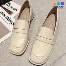 몬드스팟 5cm 여성 로퍼구두 미들힐 펌프스 아이보리 (DM560)