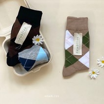 아가일패턴 무봉제 남성장목양말