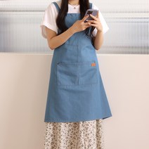 데님 X자형 앞치마 SE8004 바리스타 카페 커피 작업 공방, 라이트블루