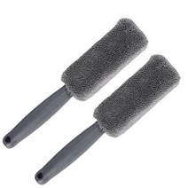 세차 휴대용 마이크로 화이버 휠 타이어 림 브러시 자동차 워시 플라스틱 손잡이와 자동차에 대한 청소 자동 세척 클리너 도구, 2PCS Gray