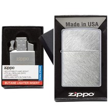 Zippo Lighter Insert Double Torch + Chrome Lighter 지포 라이터 인서트 터보 더블 토치형 + 크롬 오일 라이터 (케이스), 1세트(터보 더블 인서트 + 오일 라이터)
