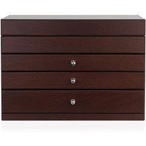 A&A Large Solid Wooden Jewelry Organizer Box with 3 Drawers Storage case Devices and Mirror for Wo, 1개