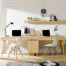 [천삼백케이] [미아트] 라벨라F 몰든 1000 도어수납 양수 책상 세트, 오크