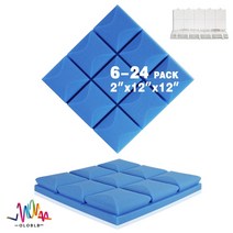 방음재 흡음재 방음스펀지 어쿠스틱 스튜디오 폼 버섯 웨지 타일 방음 벽 패널 고밀도 피스, 35.Blue - High Density-12 Pcs