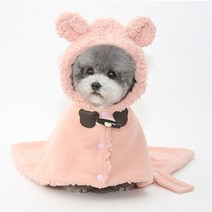 리치독스 강아지 고양이 숄 케이프 스카프 방석 겨울옷 망토 애니멀망토담요 M, 핑크