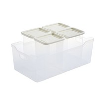이지킵 소분 정리용기 트레이 B set 870ml 4p + 소 1p 아이보리
