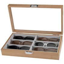 전시다이 대나무 곡물 6 위치 안경 보관 디스플레이 상자 선글라스 소품 관리자, 01 6grid glasses box