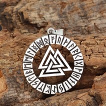 이베이 AliExpress 폭발 북유럽 신화 오딘 삼각형 룬 로고 펜던트 목걸이 액세서리 긴 스웨터 체인