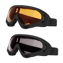 LJDJ 스키 고글 2개 팩 - 스노보드 오토바이 안경 소년 소녀 청소년 남성 여성용152862, Black/Orange+gray Lens