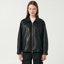 스페로네 여성용 폭스 레더 오버핏 싱글 스탠드 자켓