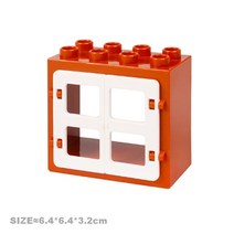 빌딩 블록 장난감 어린이용 큰 입자 집 부품 액세서리 창문 벽 지붕 건설 조립 Diy 벽돌 교육 완구, [37] Thin window brown