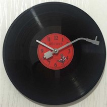 레코드 LP판 벽시계 카페 복고풍 레트로 선물용 탁상시계 감성 인테리어, 레드