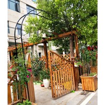 스토비투 철제 넝쿨지지대 정원 울타리 넝쿨식물 아치형 지주대 트렐리스 화분받침, 검은 색 (폭 3m 높이 2.2m)