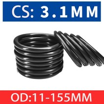 고압세척기 휴대용 스팀 세차기 부품 노즐 100-10pcsBlack O 링 개스킷 CS3.1mm OD10 ~ 220mm NBR 자동차, 03 OD 13mm (100pcs)_01 3.1mm