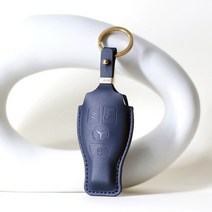 핑키프로미스 BMW 아우디 벤츠 수입차 천연가죽 무료 각인 스마트키케이스 키홀더 키링 차키 커버 X 5 시리즈 E S 클래스 AMG Q3 Q5 A3 A6, 벤츠 MZ01 (3버튼), 블루