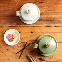 분청 꽃잎 합 L 쌍화차잔 생강차 대추차잔 5color, 화이트