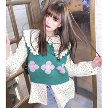 오버핏셔츠 YUMMYCHIC 원기 작은 꽃 한 송이 그린 베스트 조끼 상패 빅 플랫카라 부스지다 플라워 2153141269