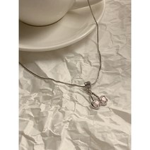 연핑크 왕체리 키치 목걸이