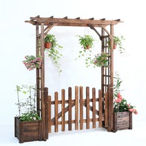 정원 아치문 방부목문 원목 대문 펜스 아치 지지대, 그리드 아치+매칭 도어