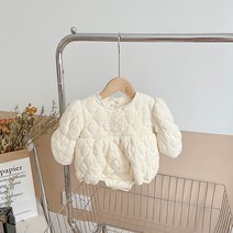 신생아 퀼팅 패딩 긴팔 우주복 따뜻한 겨울 기모 외출복 데일리 캐주얼