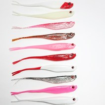 무지개 웜 5인치 광어 다운샷 채비 다운샷웜 광어낚시 광어바늘 생미끼 바늘, 꼬리고추장(6개입)