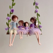 양모펠트 퀼티 DIY 양모 펠트 포크 음악 DIY 재료 패키지 부모 자식 가족 초상화 엘프 인형 펜던트 친구 선물 완제품, 완제품 커스터마이징 5-7일