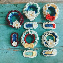 귀도리뜨기 대바늘블랭킷 담요방석 니트실 코바늘백설 공주 탈출 머리핀 손으로 짠 DIY, 다양한 스타일의 5 개의 헤어 클립 크로 셰 뜨개