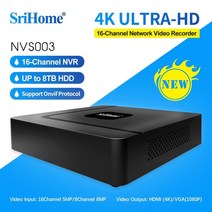 cctv녹화기 레코더 srihome nvs003 16ch 4k uhd poe nvr h.265 네트워크 비디오 레코더 보안 보호 감시 8t hdd cctv wifi ip 캠, 없음, 나는 플러그