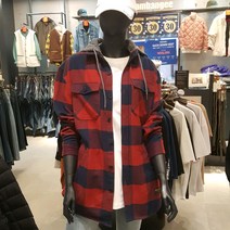 잠뱅이 유니 플란넬 체크 후드 탈부착 셔켓 AK3WSK42