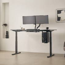 동서가구 토미 듀얼모터 높이 메모리 기능 1800 일자형 모션데스크 DF643831, 블랙, 오크