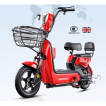전기자전거 자전거 여성용 장거리 바구니 2인승 동승 등교 출퇴근 픽업용, 48V, E_레드-100km 12ah