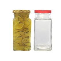 [유리병] 허브사각300 1개 300ml, 우드무늬마개
