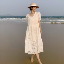 스타일아유 여성 리아 펀칭 자수 캉캉 브이넥 원피스[AYG6OP123A]