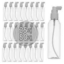 [50개묶음판매] 헤어스프레이 용기 100ml 120ml 150ml 200ml 250ml 300ml 500ml 헤어미스트용기, 200ml 투명용기, 검정캡, 50개
